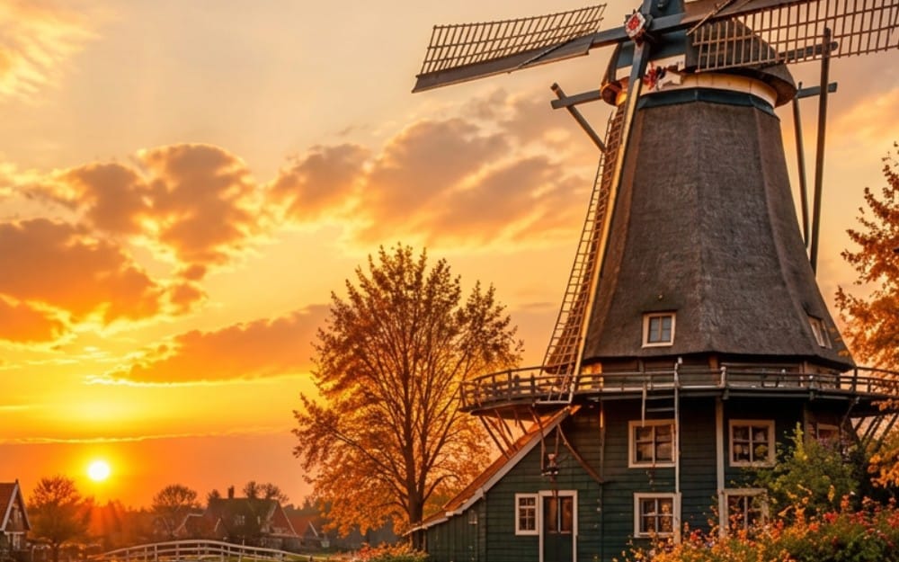 Windmills of Europe: 14 Coloring Pages
