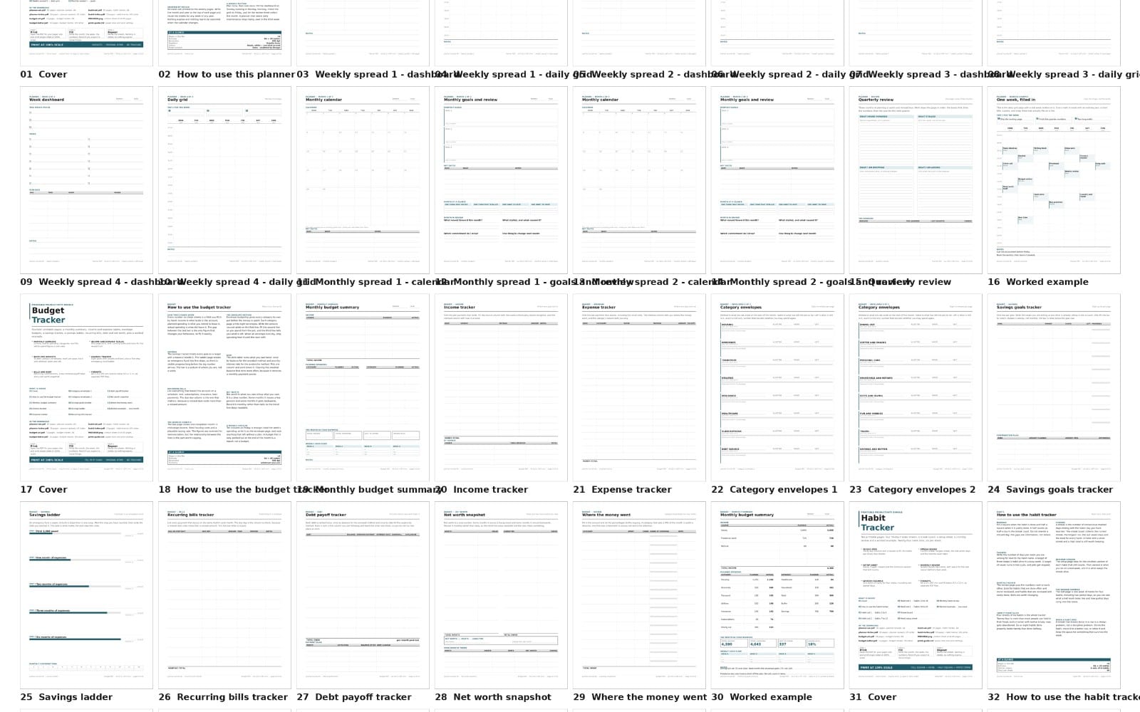 Focus 40: Printable Planner, Budget & Habit Trackers, 40 Pages, $12