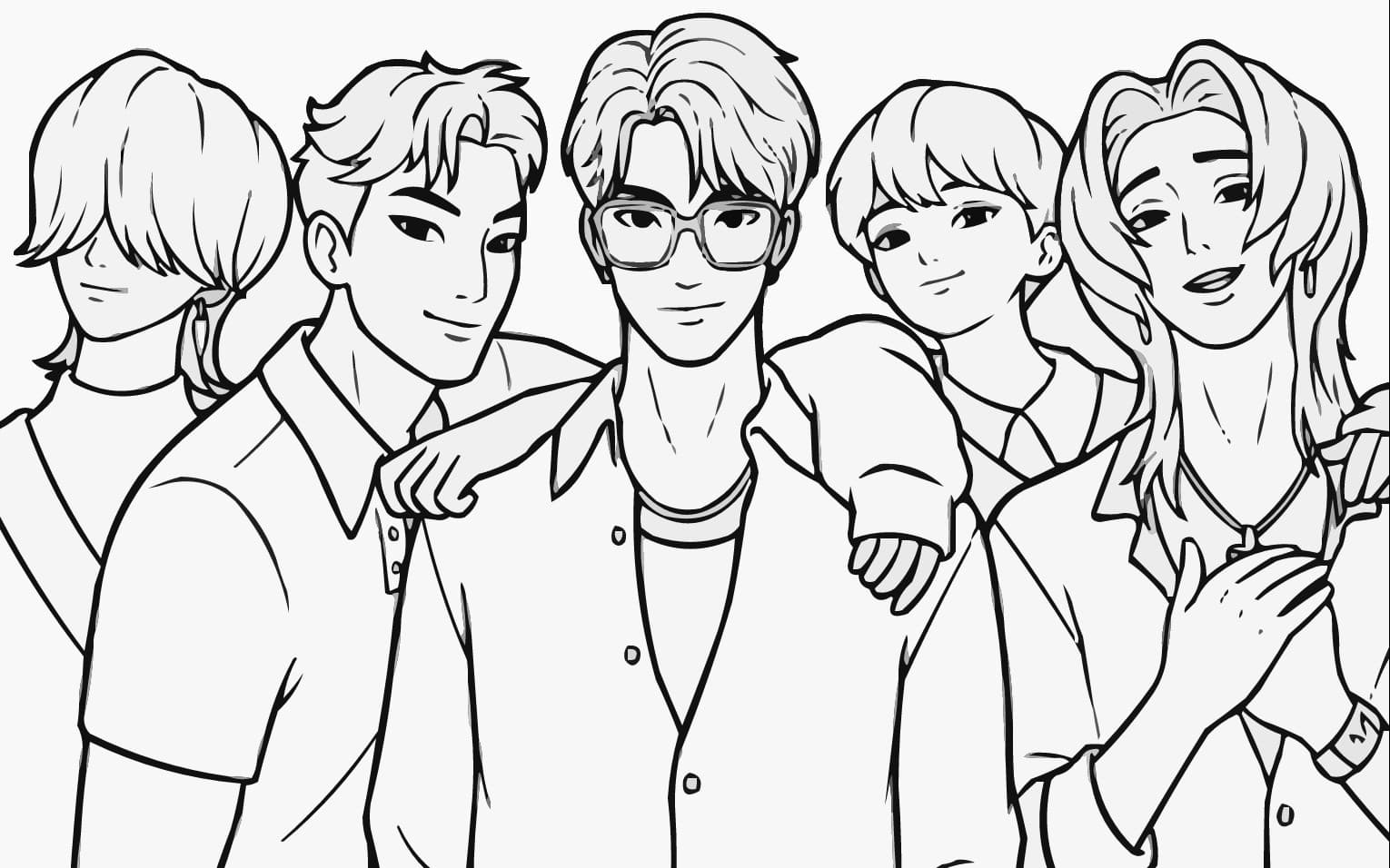 Saja Boys Group Pose Coloring Page