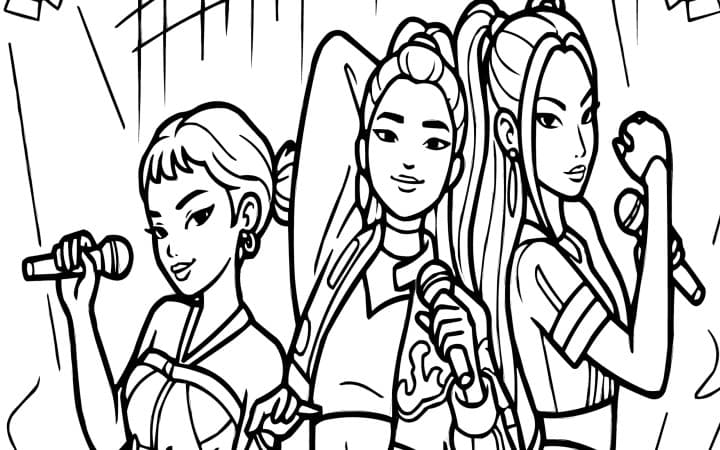 Huntrix Pose Coloring Pages