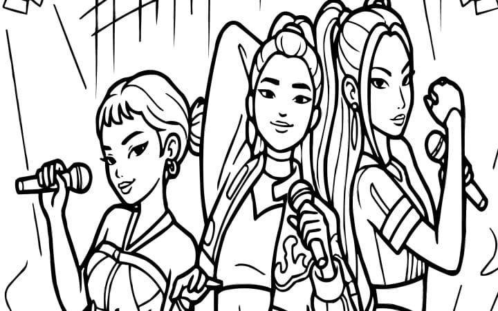 Huntrix Pose Coloring Pages