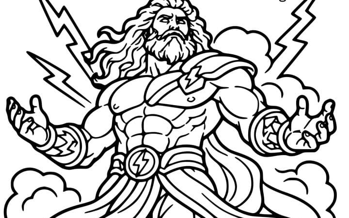 God of Thunder Coloring Page