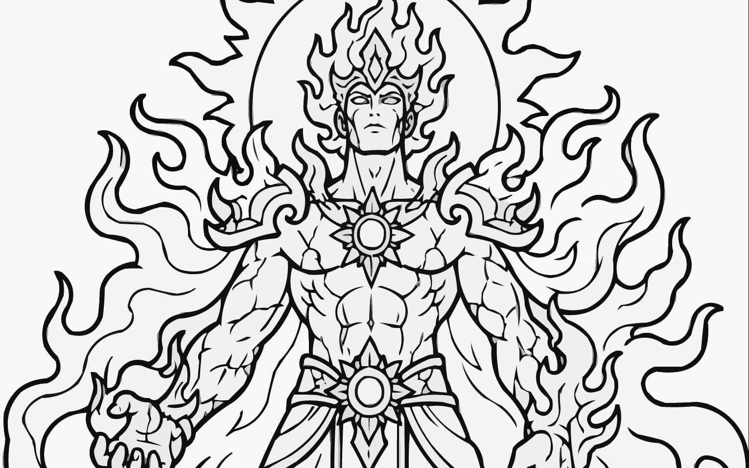 Solar Flame Deity Coloring Page