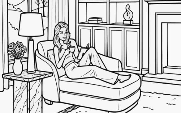 Barbie Relaxing Inside Luxury Dream Living Room Coloring Page