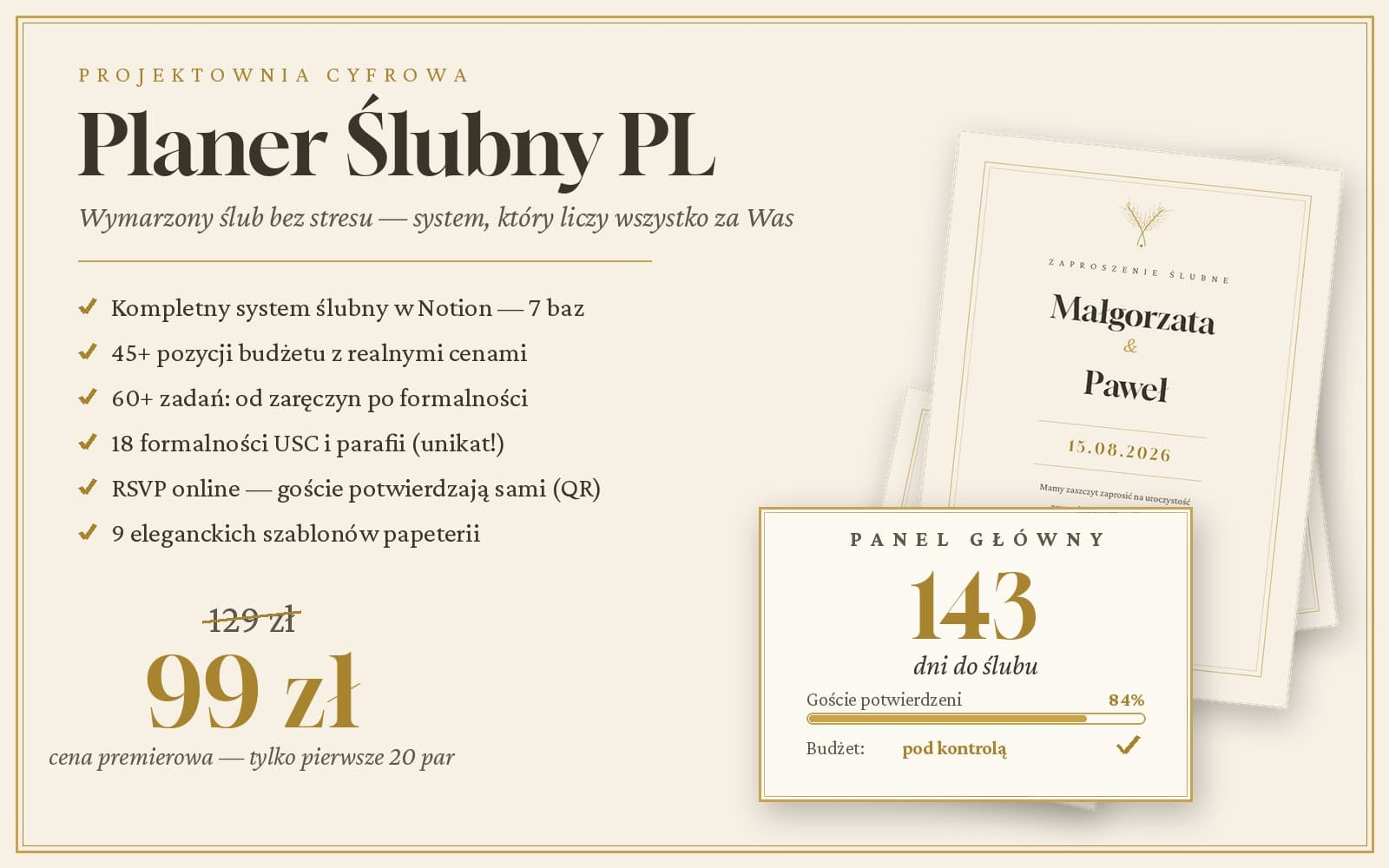 Planer Ślubny PL — Notion, który liczy wszystko za Was