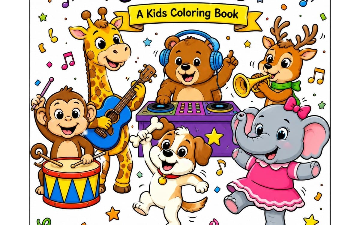 Animal Party: A Kids Coloring Book
