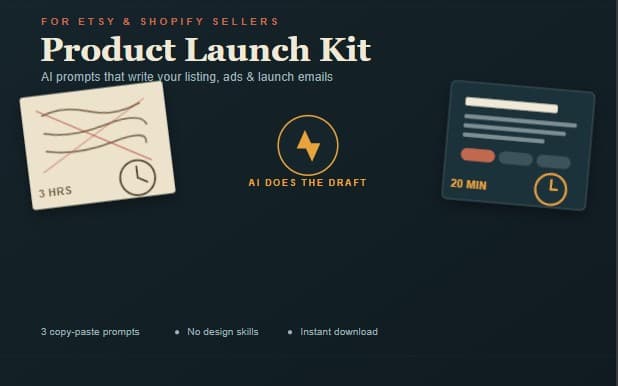 Product Launch Kit β AI Prompts for Etsy & Shopify Listing Copy, Ads & Launch Emails