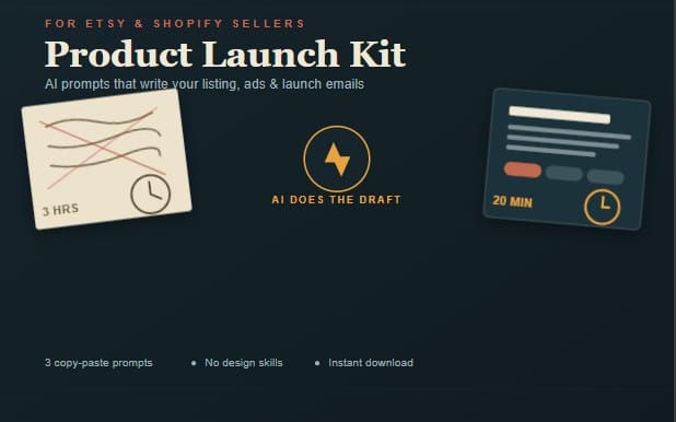 Product Launch Kit — AI Prompts for Etsy & Shopify Listing Copy, Ads & Launch Emails