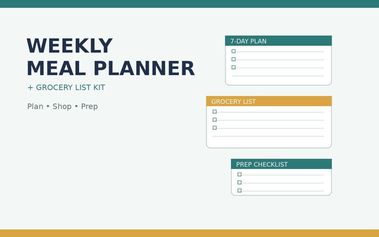 Weekly meal planner and grocery list kit cover