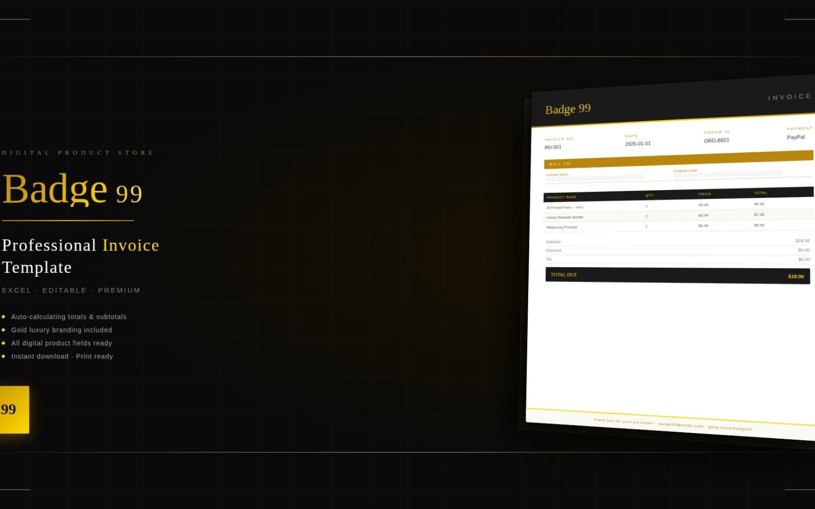 Professional Invoice Template (Excel)