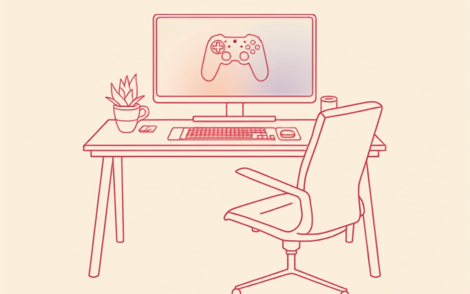 Minimalist Cozy Gaming Setup | Aesthetic Printable Wall Art