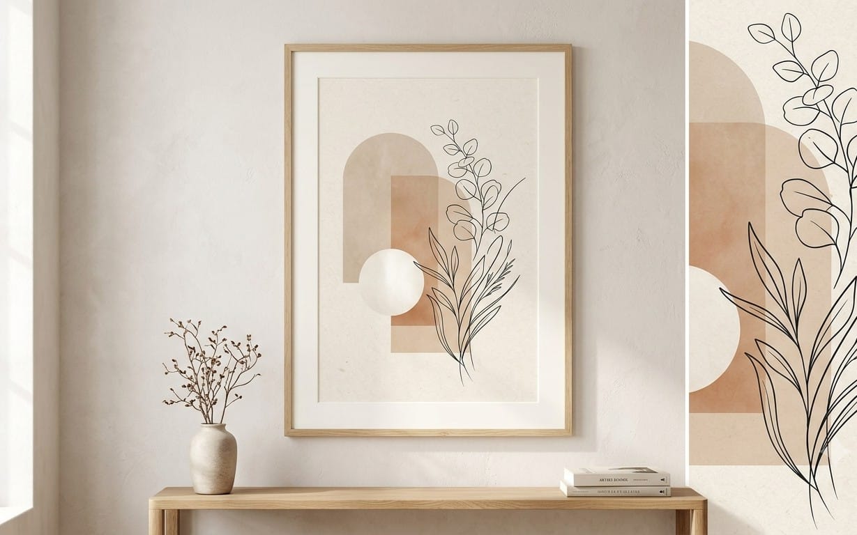 minimalist Japandi style wall art
