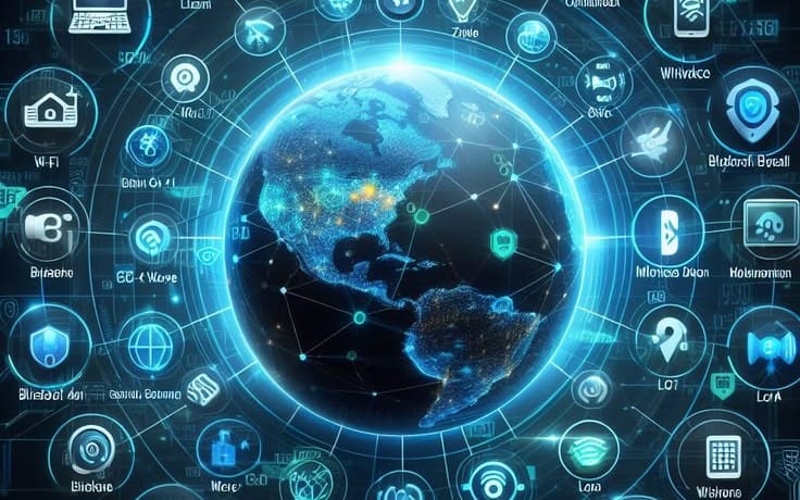 Futuristic digital globe with glowing network icons, representing a technology-themed digital download product