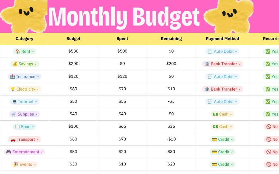 Pink Budget Planner