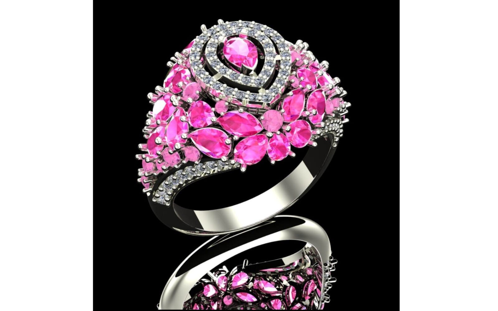 Pink Empress 3D jewelry ring design with pink gemstones