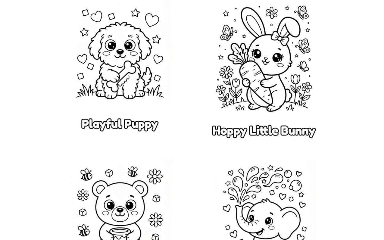Portada bilingüe de Animalitos para colorear