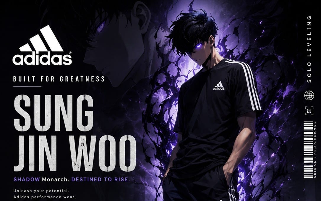 Adidas × Sung Jinwoo — Shadow Monarch Collection | Premium Collector Poster