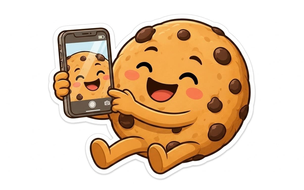 Cute Cookie Coffee Sticker | Cozy Kawaii Cookie Drinking Coffee | Printable PNG Die-Cut Sticker | Planner, Journal & Digital Download