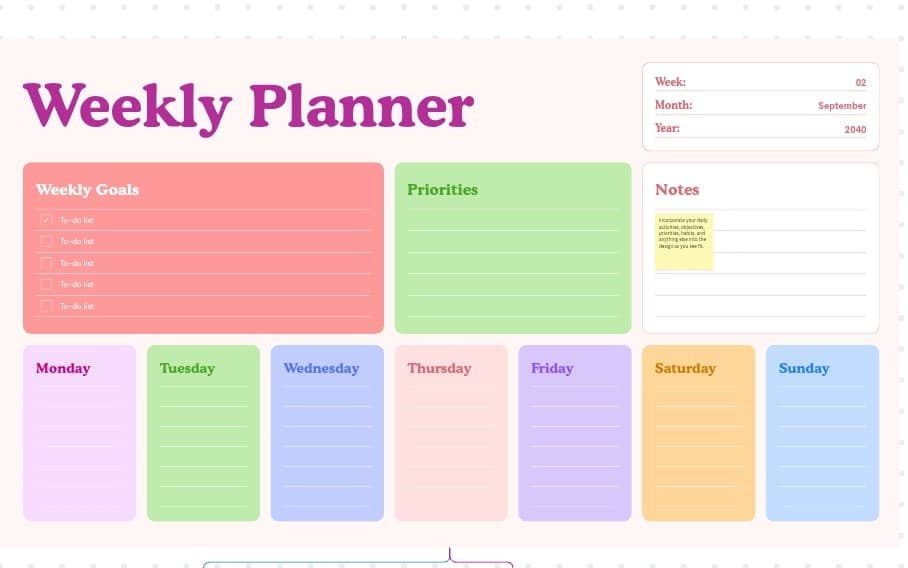 Colorful Weekly Planner Printable PDF | Weekly Productivity Planner, Habit Tracker & 30-Day Challenge | Digital Download