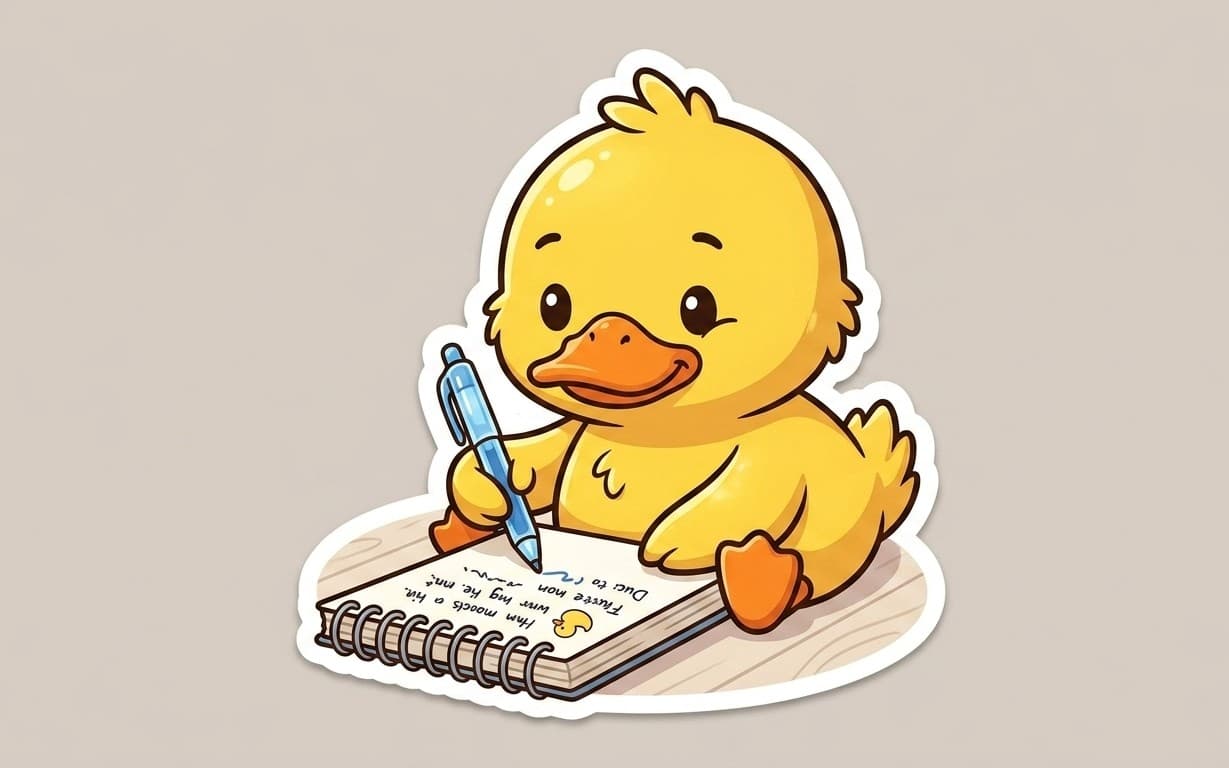 Busy Duck Working Sticker | Cute Yellow Cartoon Productivity Sticker | Kawaii Digital Work Duck PNG | Planner & Laptop Sticker | Printable Die-Cut Sticker