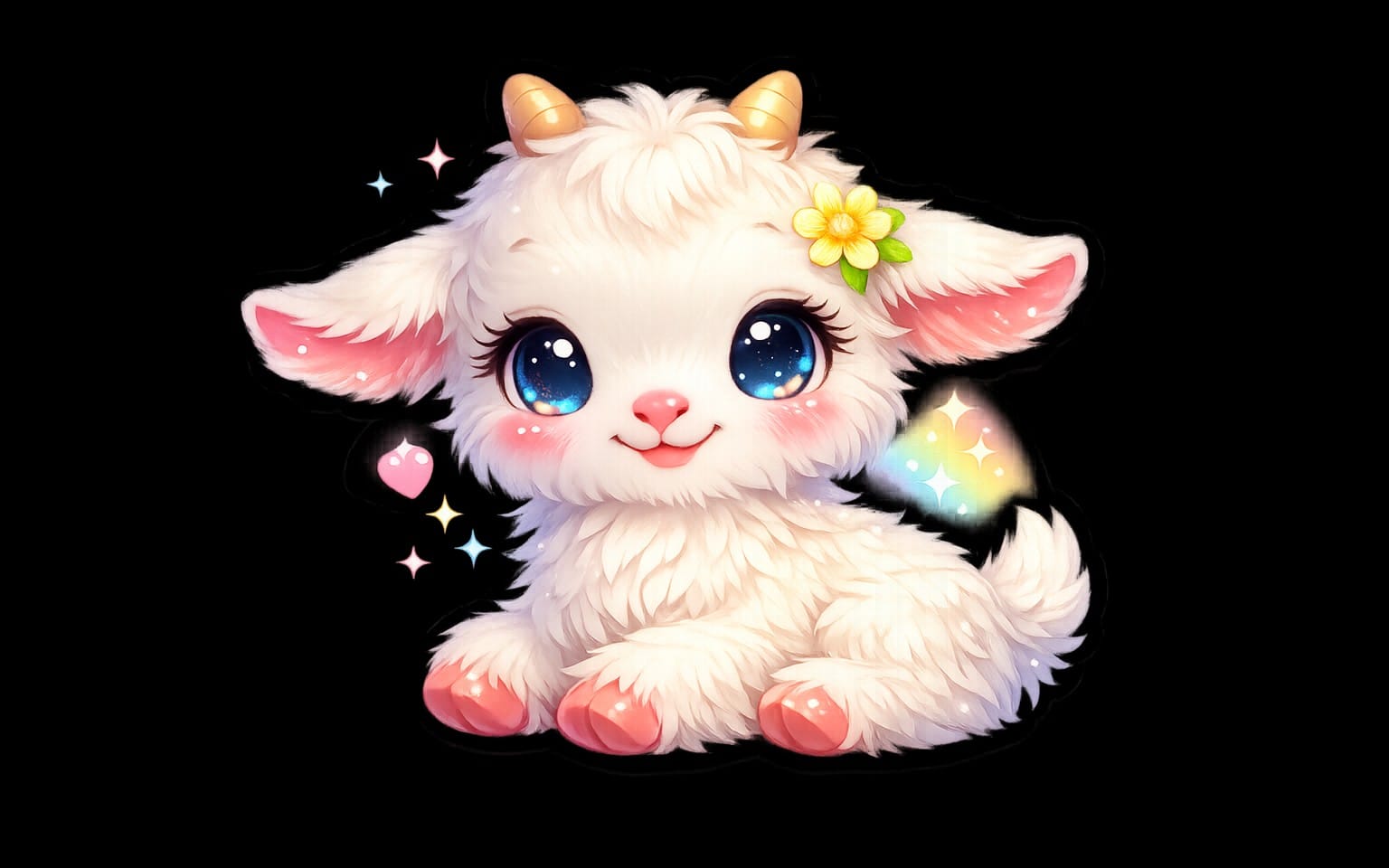 Cute Baby Goat Sticker Pack | Fluffy Kawaii Goat PNG Stickers | Transparent Background | Landscape Digital Stickers