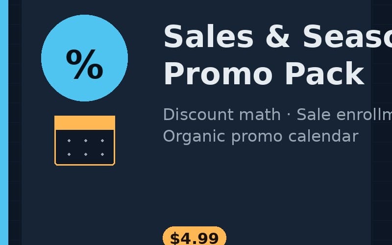 itch.io Sales & Seasonal Promo Pack — Discount Math, Sale Enrollment & Organic Promo Calendar