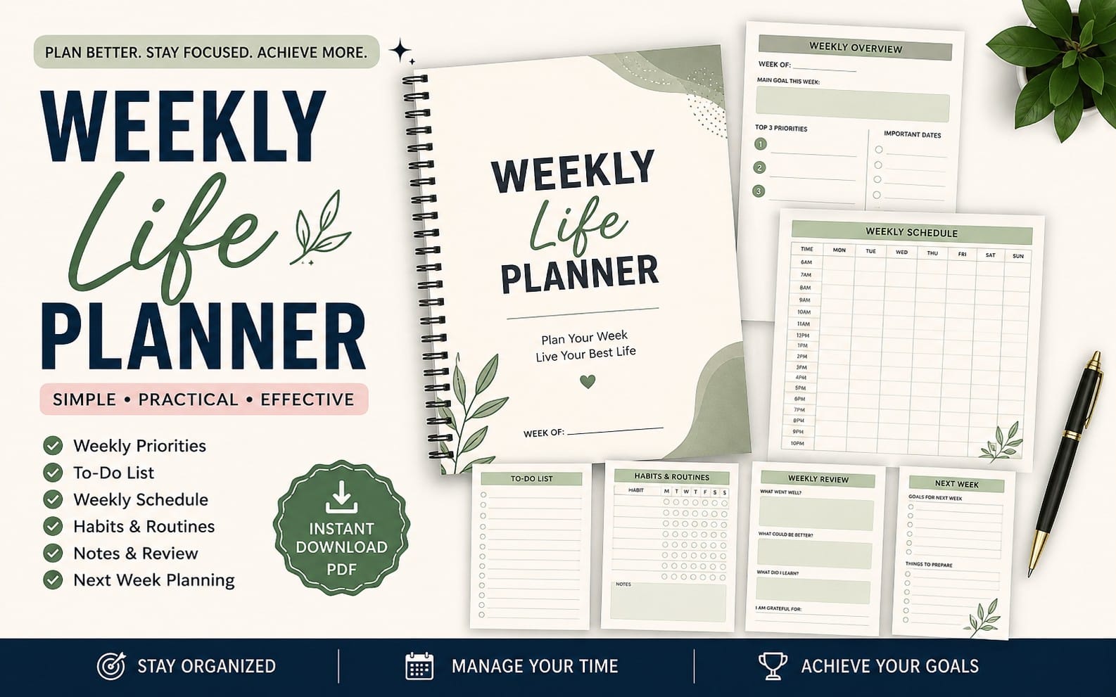 Weekly Life Planner – Simple Weekly Organizer