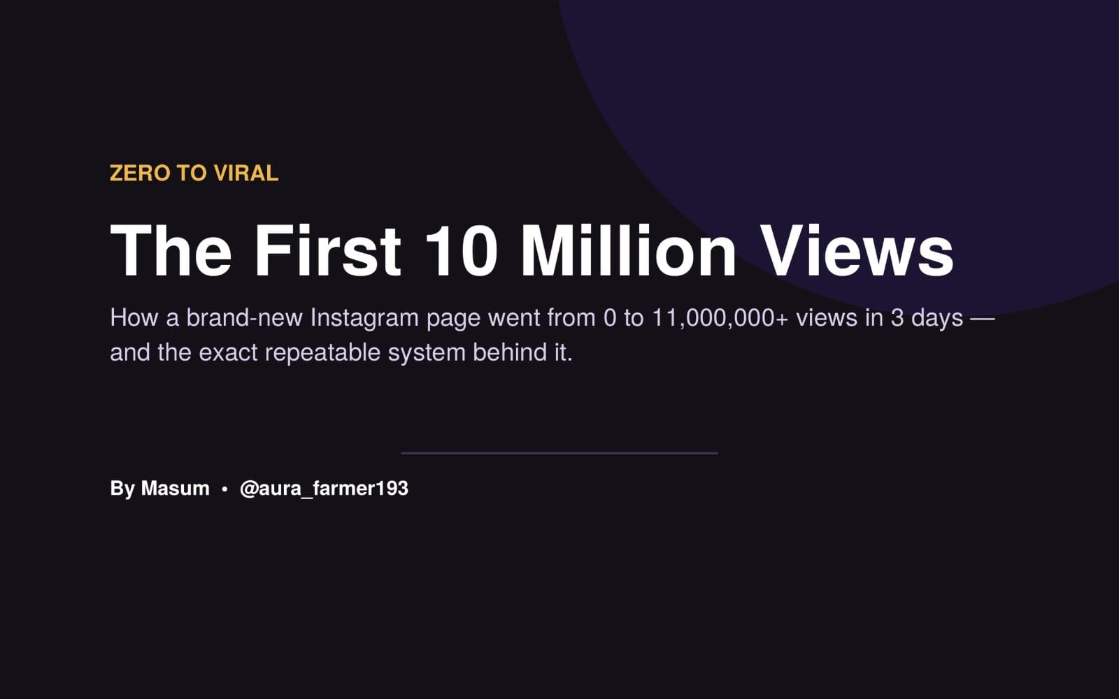 Zero to Viral: The First 10 Million Views