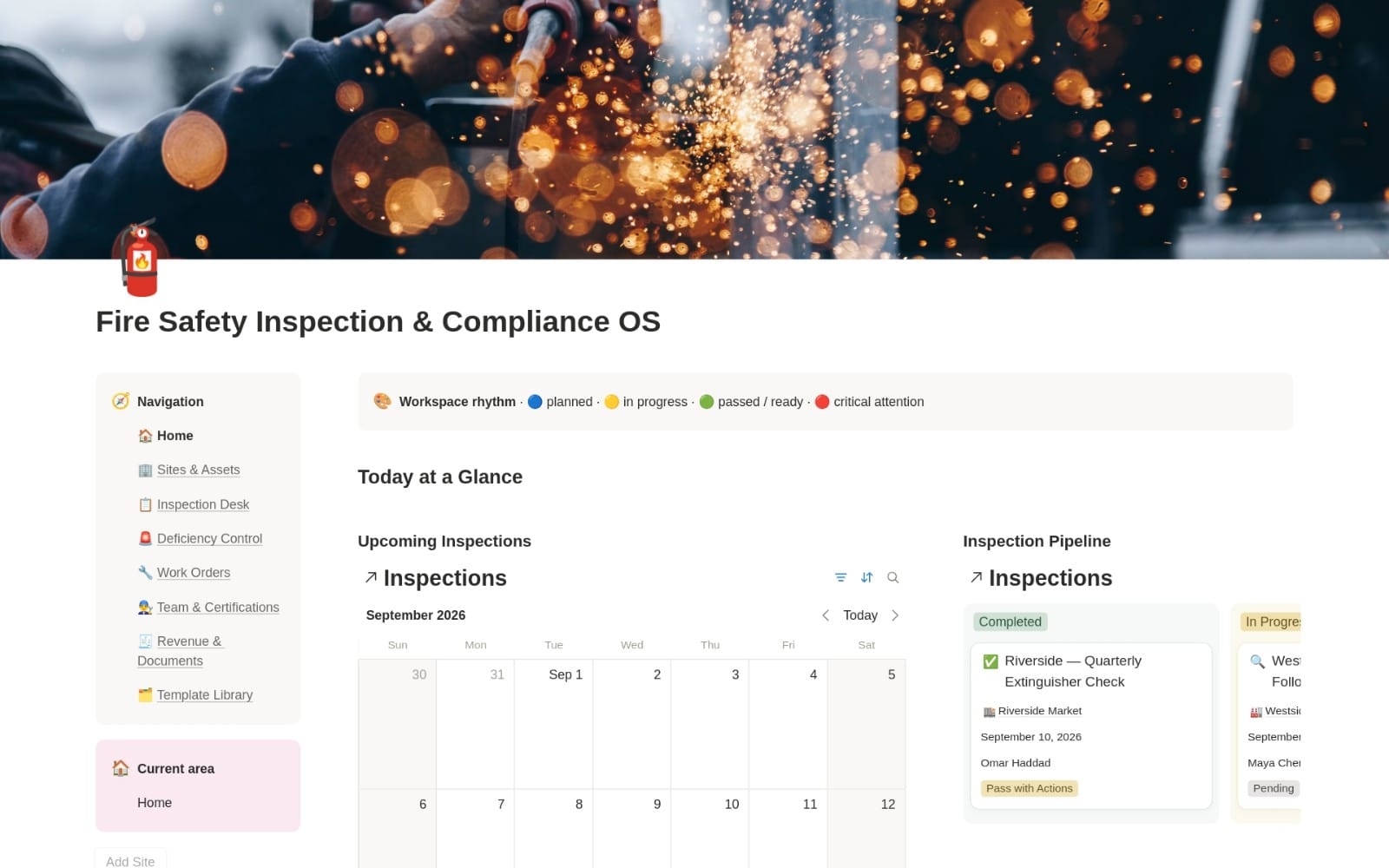 Fire Safety Inspection & Compliance OS dashboard preview