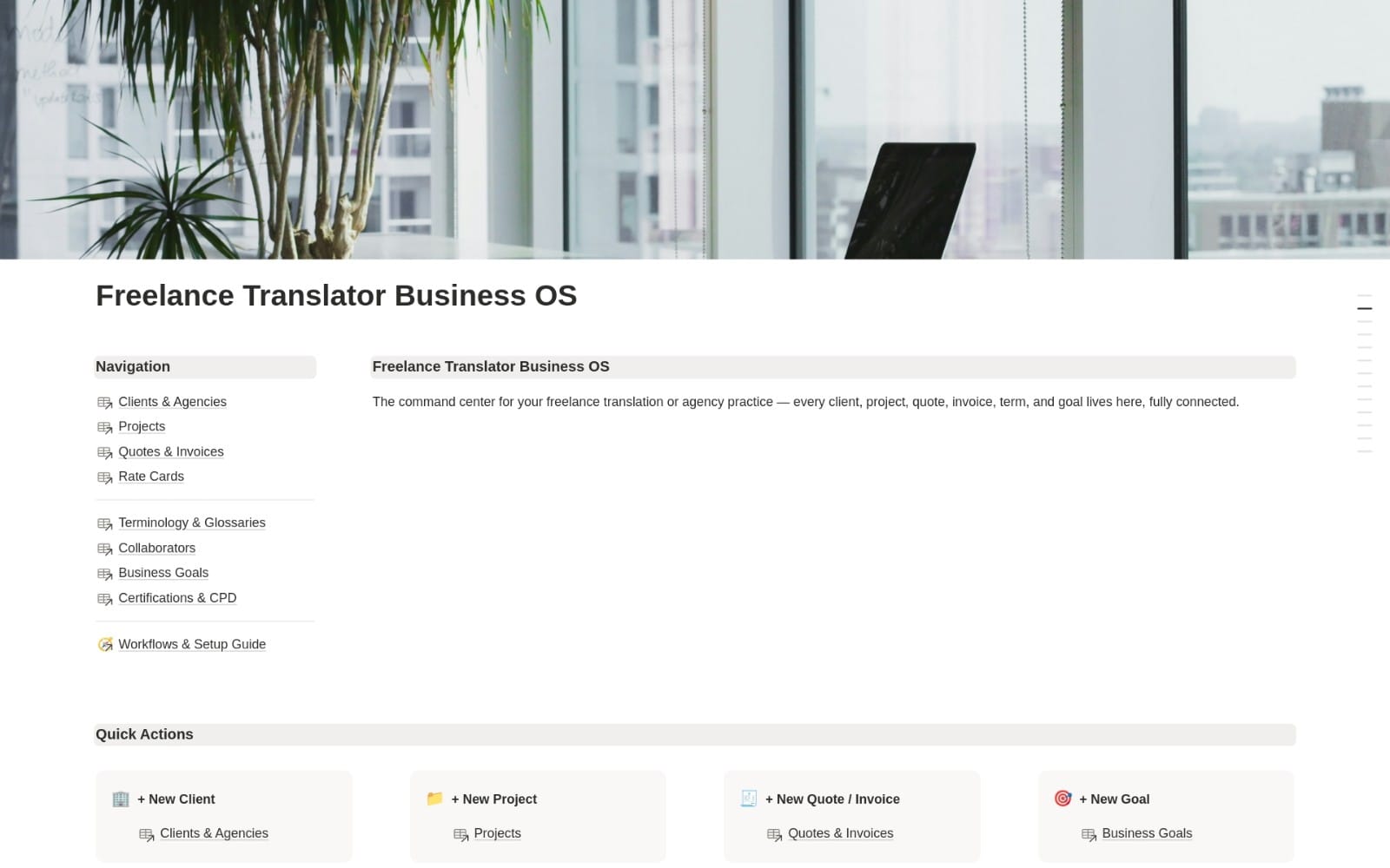 Freelance Translator Business OS dashboard preview