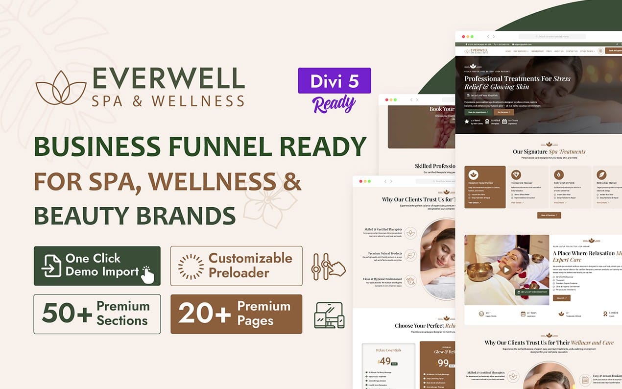 Everwell – Spa & Wellness Divi Child Theme