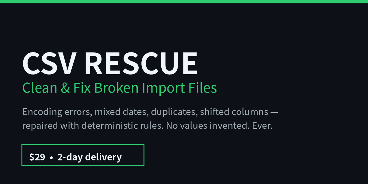 CSV Rescue — Clean & Fix Broken Import Files