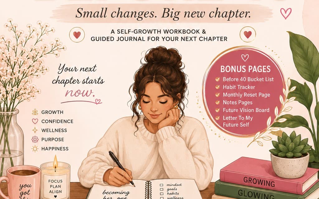 40 Things To Do Before 40, A Feminine Glow-Up & Self-Discovery Workbook