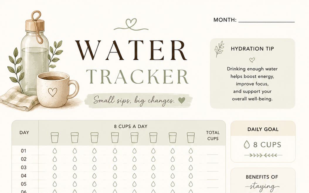 Minimalist daily water tracker