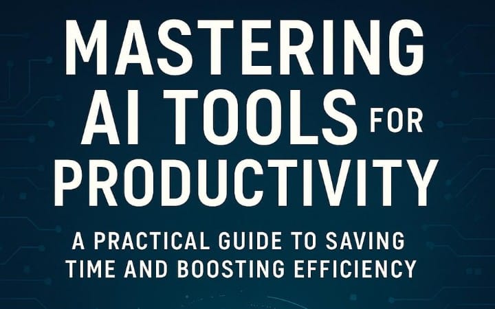 Digital marketing cover for an AI productivity toolkit titled Mastering AI Tools for Productivity