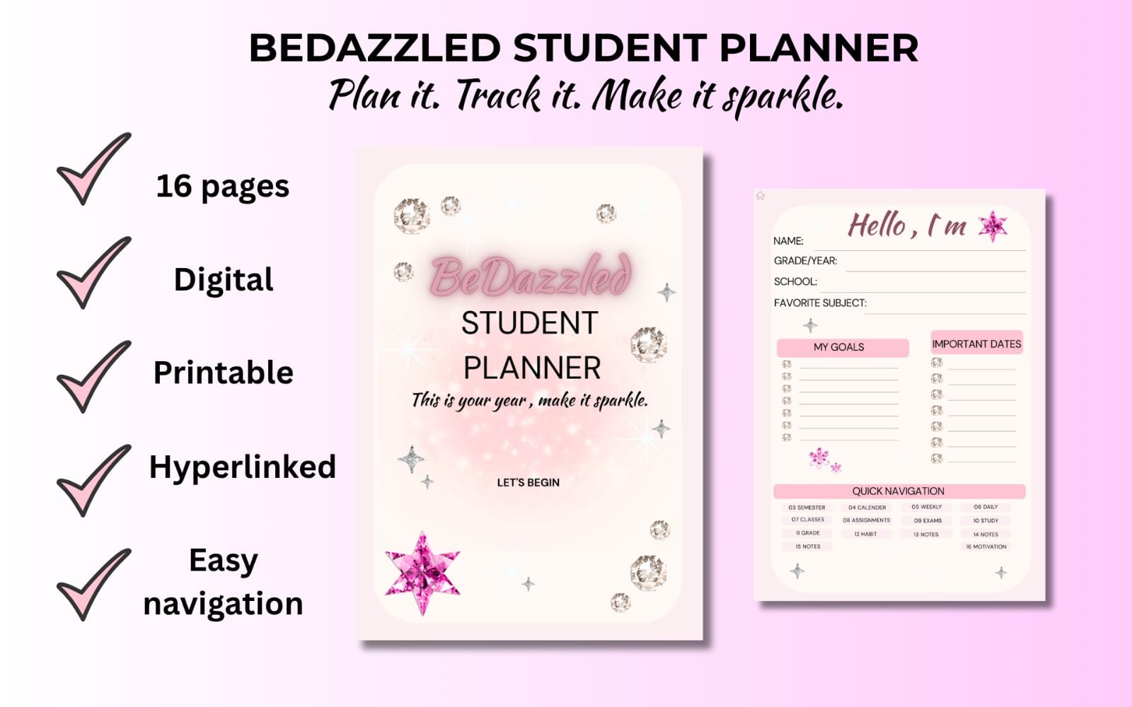 Bedazzled Student Planner