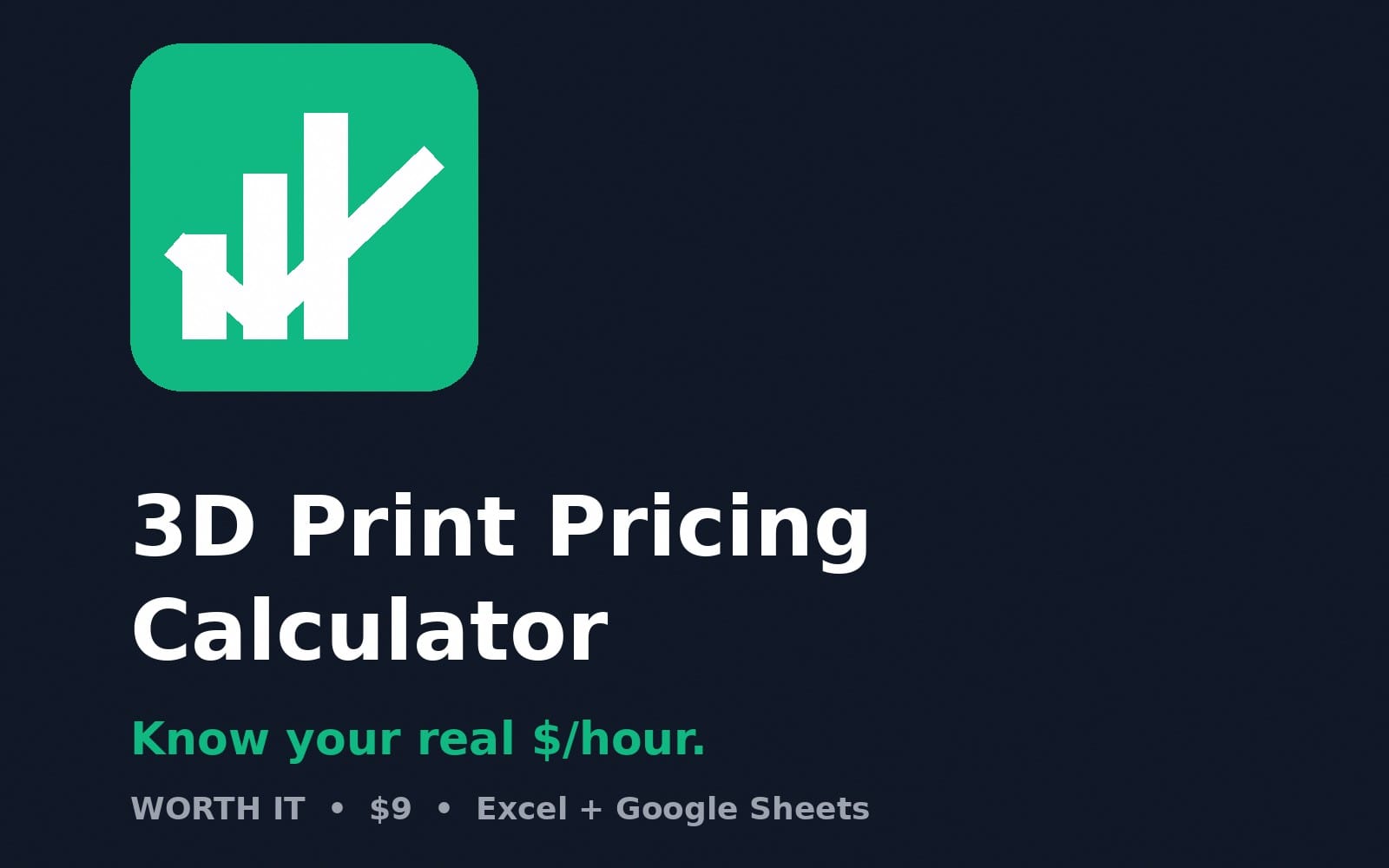 3D Print Pricing Calculator — Know Your Real $/Hour Before You List
