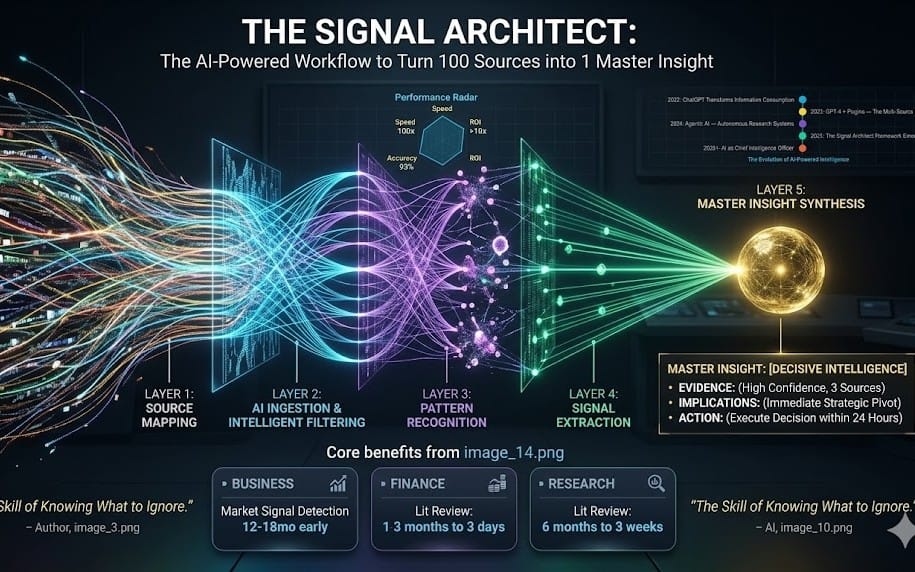 THE SIGNAL ARCHITECT The AI-Powered Workflow to Turn 100 Sources into 1 Master Insight