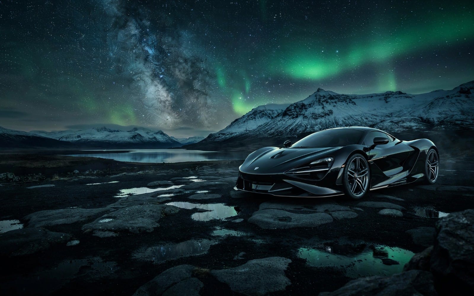 Aurora Supercar — Cinematic Northern Lights Wallpaper