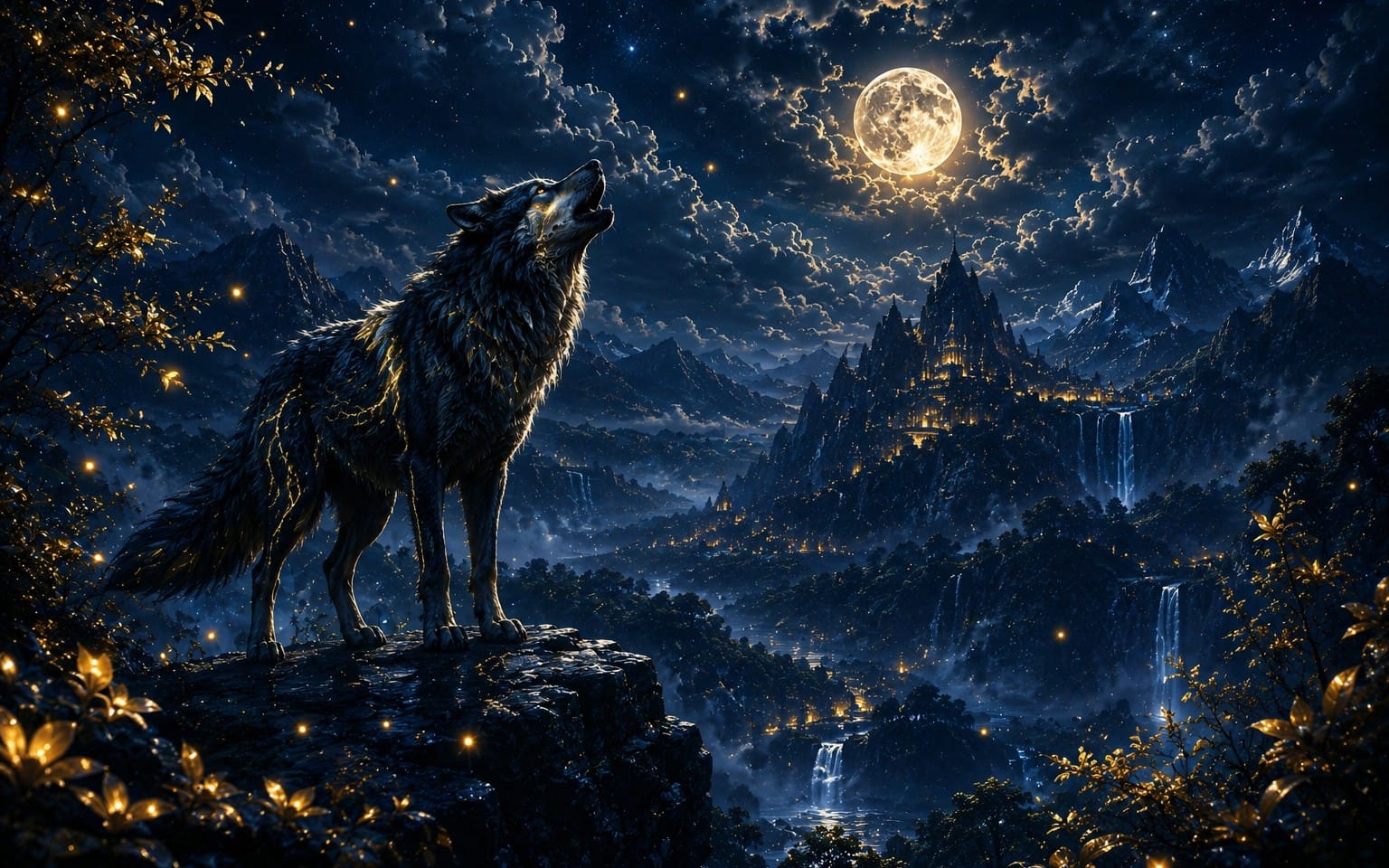 Moonlit Wolf – Enchanted Fantasy Valley