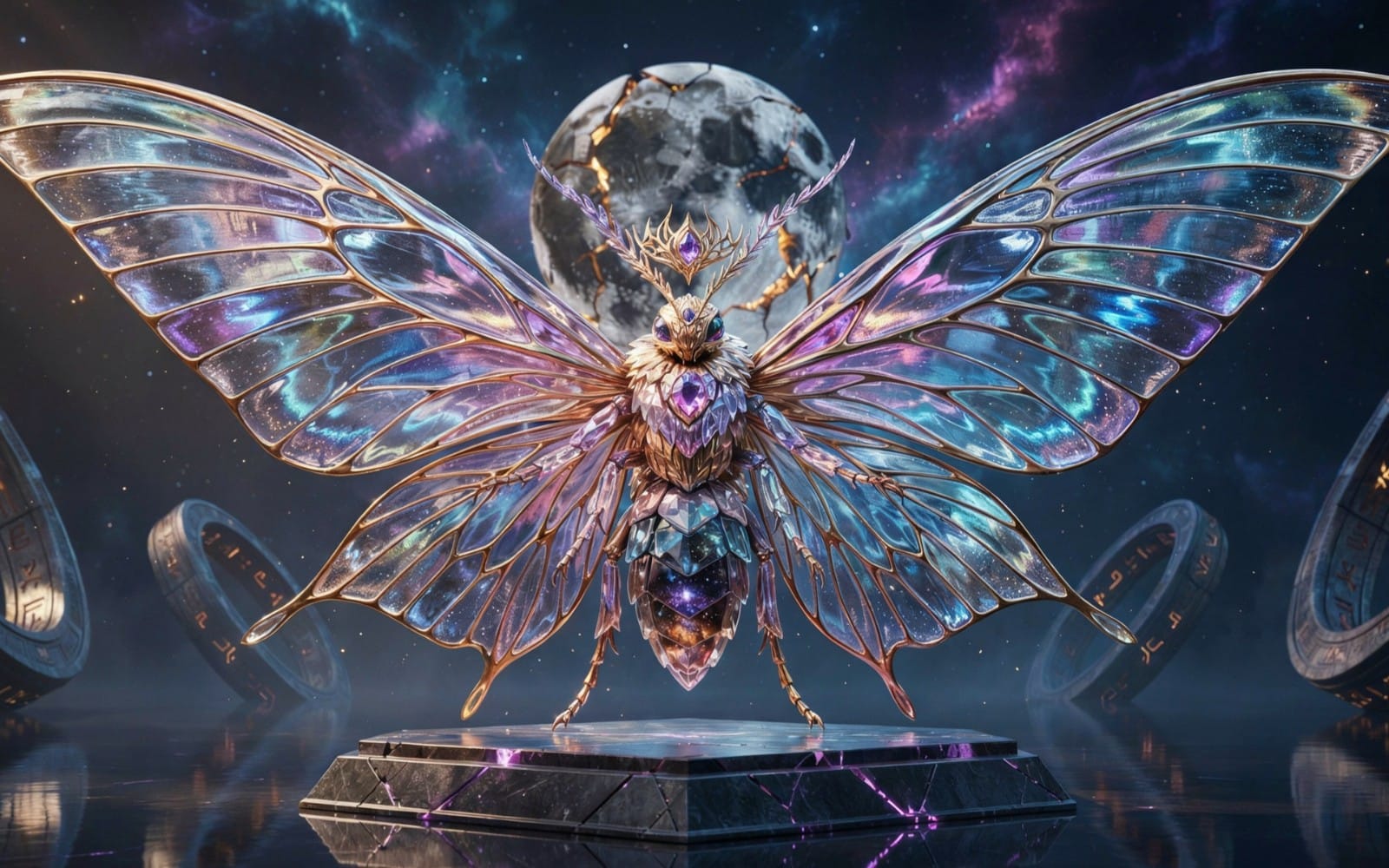 Celestial Crystal Moth: Guardian of the Eternal Moon