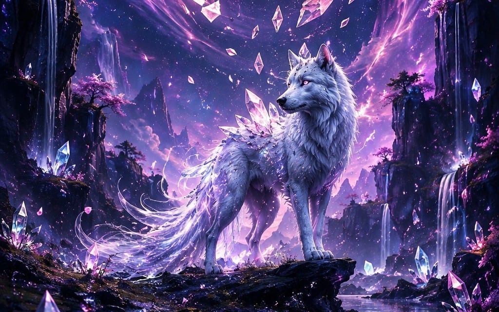 Celestial Crystal Fox: Aurora of the Shattered Moon