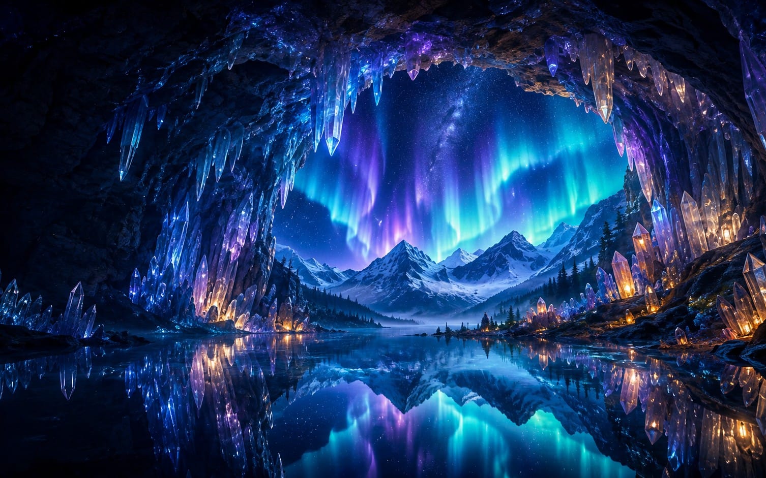 Crystal Aurora: The Enchanted Ice Cavern