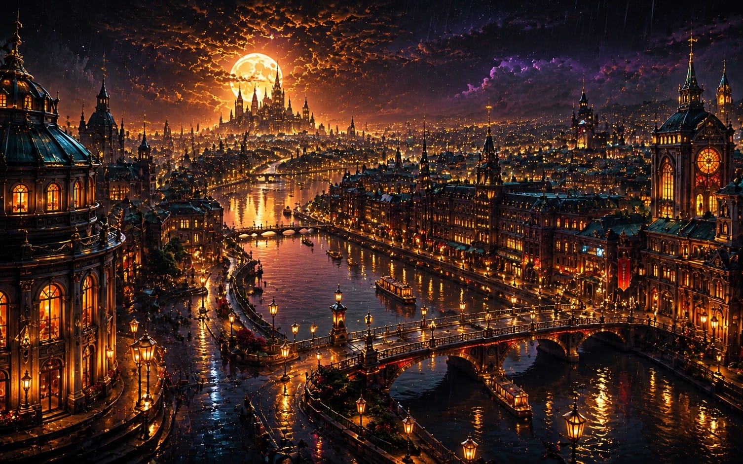 Moonlit Golden City