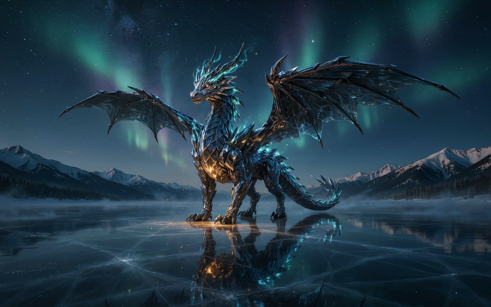 Celestial Frost Dragon: Guardian of the Aurora