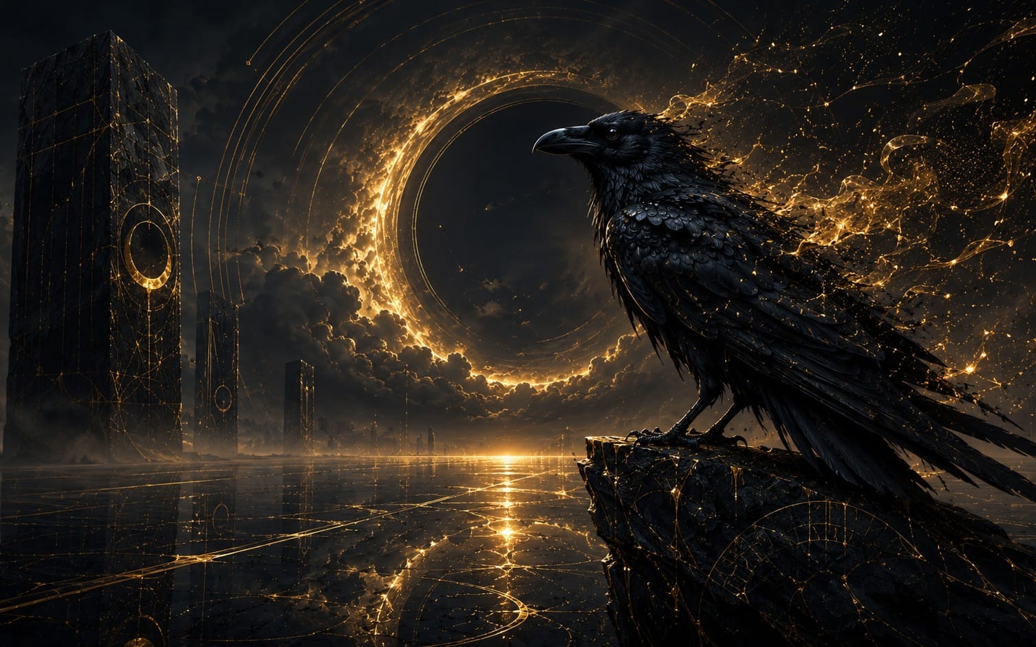 Golden Eclipse Raven — The Last Watcher