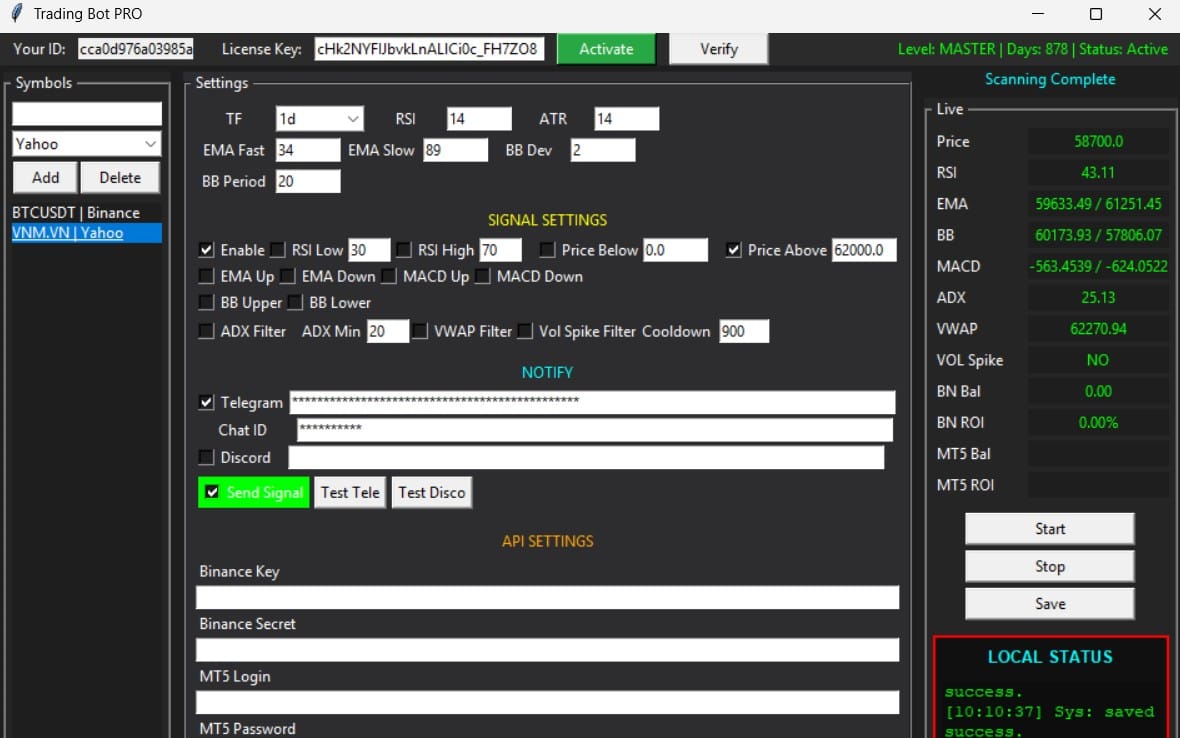 Trading Bot PRO - Alert System