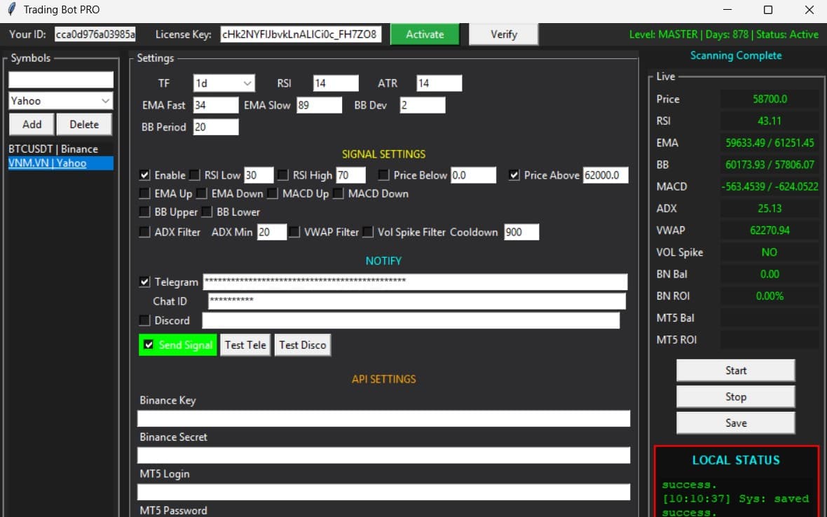 Trading Bot PRO - Alert System