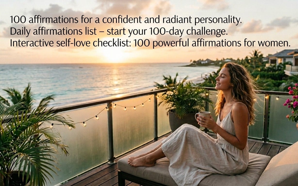 100 Affirmations for a Confident & Radiant You – Daily Self-Love Tracker