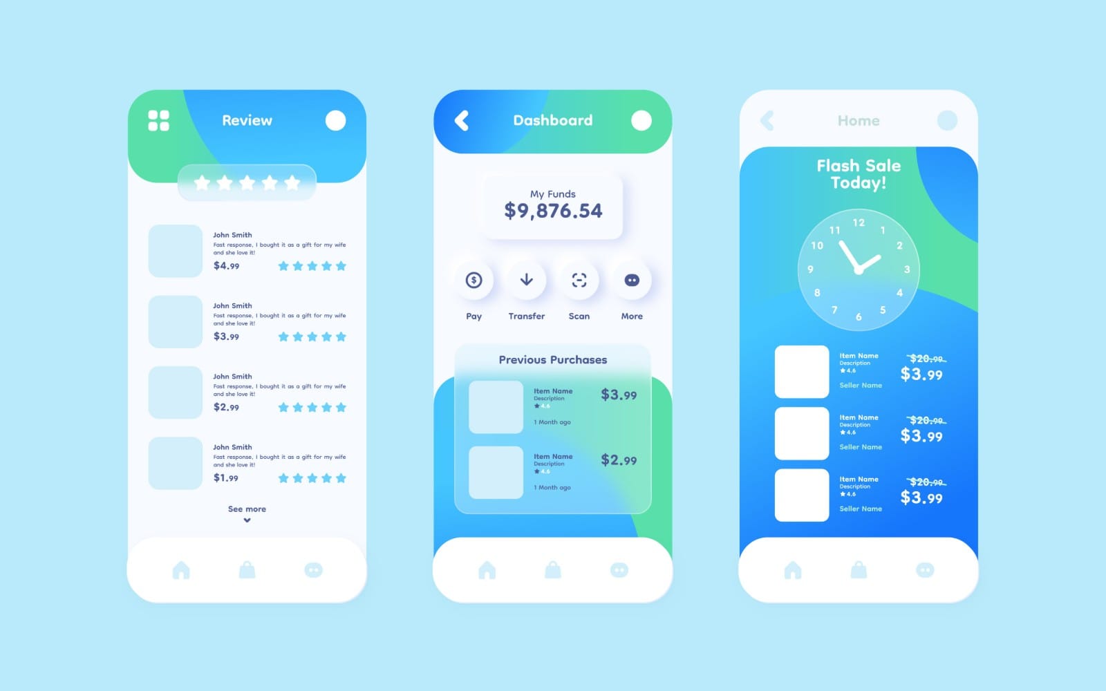 Realistic Glassmorphism Mobile App Template